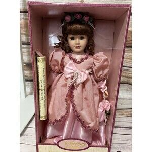 Collectors Choice Genuine Fine Bisque Porcelain Doll Auburn Brown New 17”